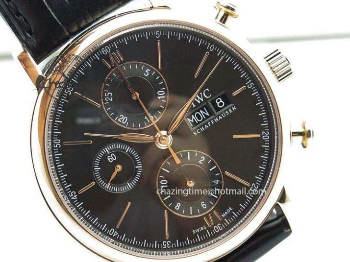 MIROTIME 0517 Portofino Chrono RG Black Dial on Black Leather Strap A HighPerformance 7389